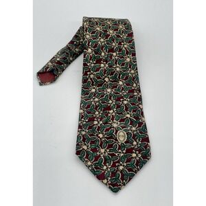 Christian‎ Dior Monsieur Men's Red Green Silk Tie Vintage Designer Career Party